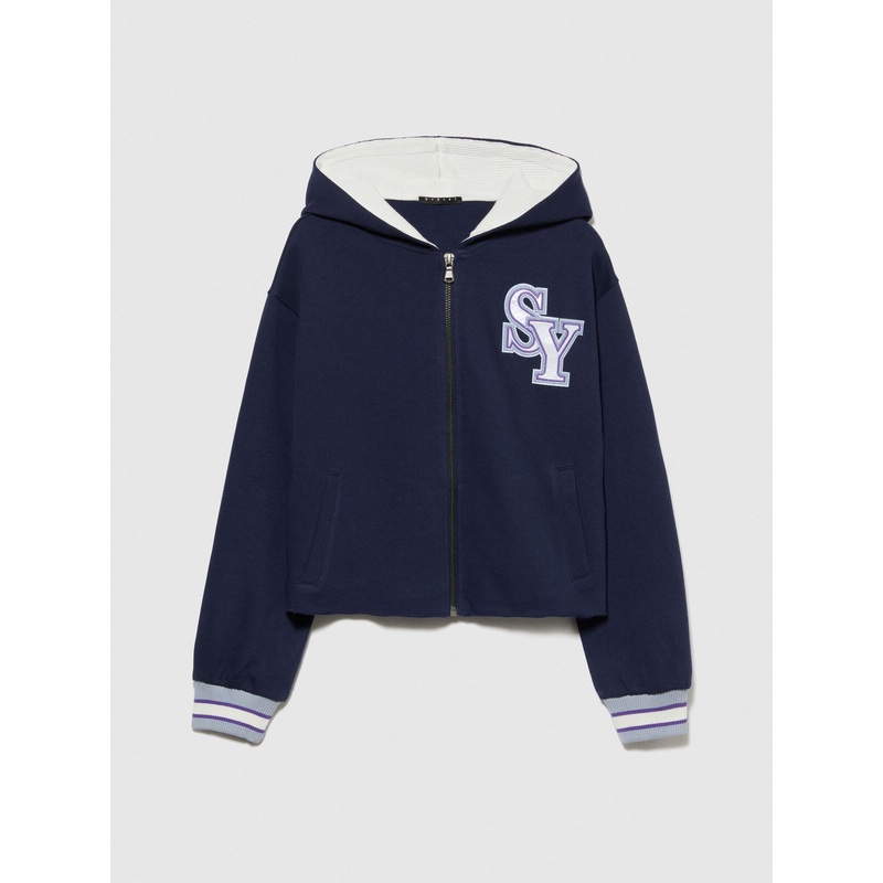 Cropped Hoodie With Embroidery