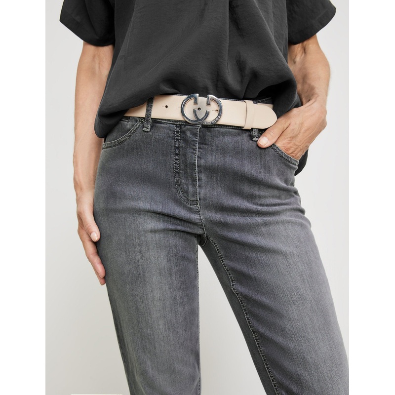 Leather Belt With A Decorative Buckle