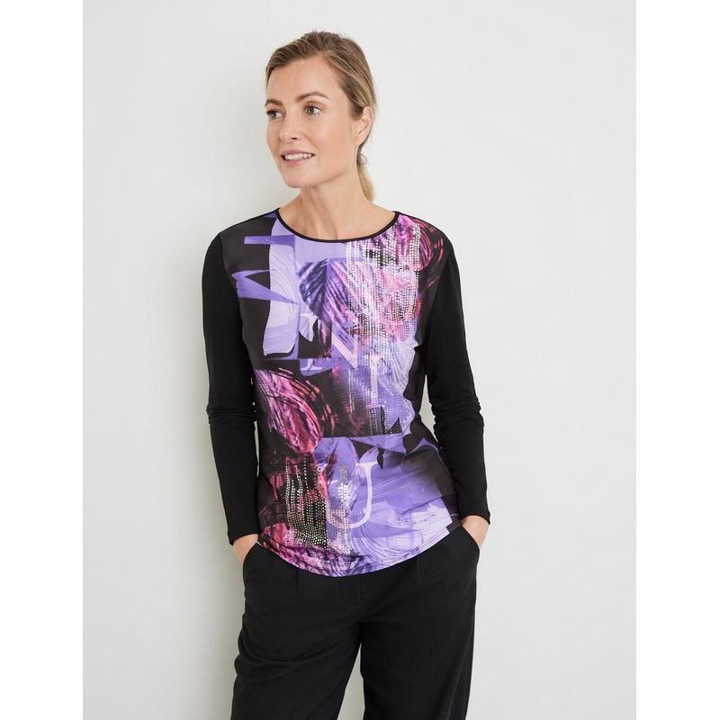 Long Sleeve Top With A Satin Front