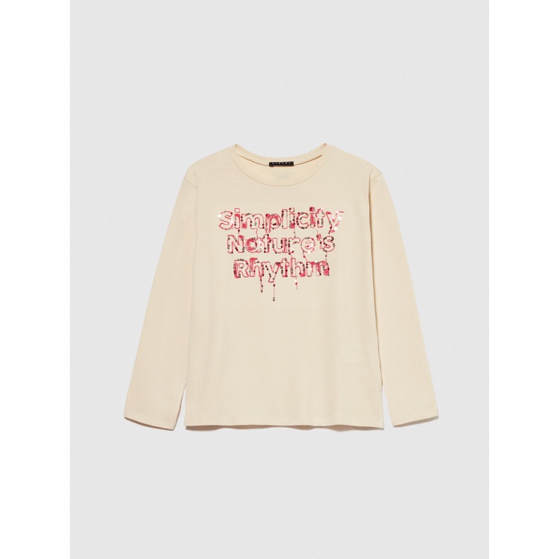 T-Shirt With Embroidery And Sequins