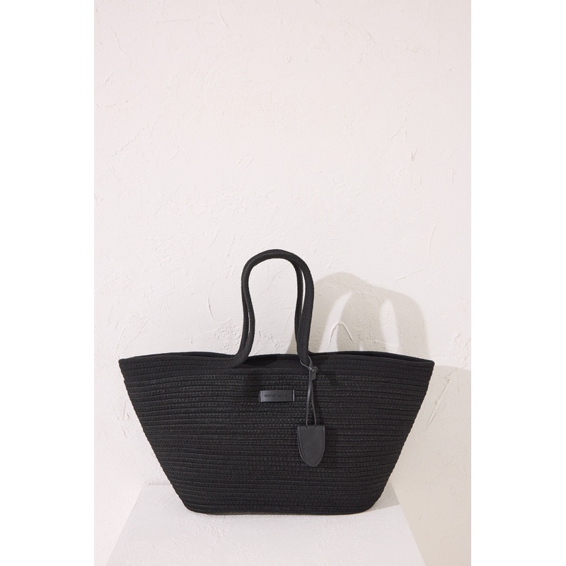 Black Raffia Basket Bag Bag
