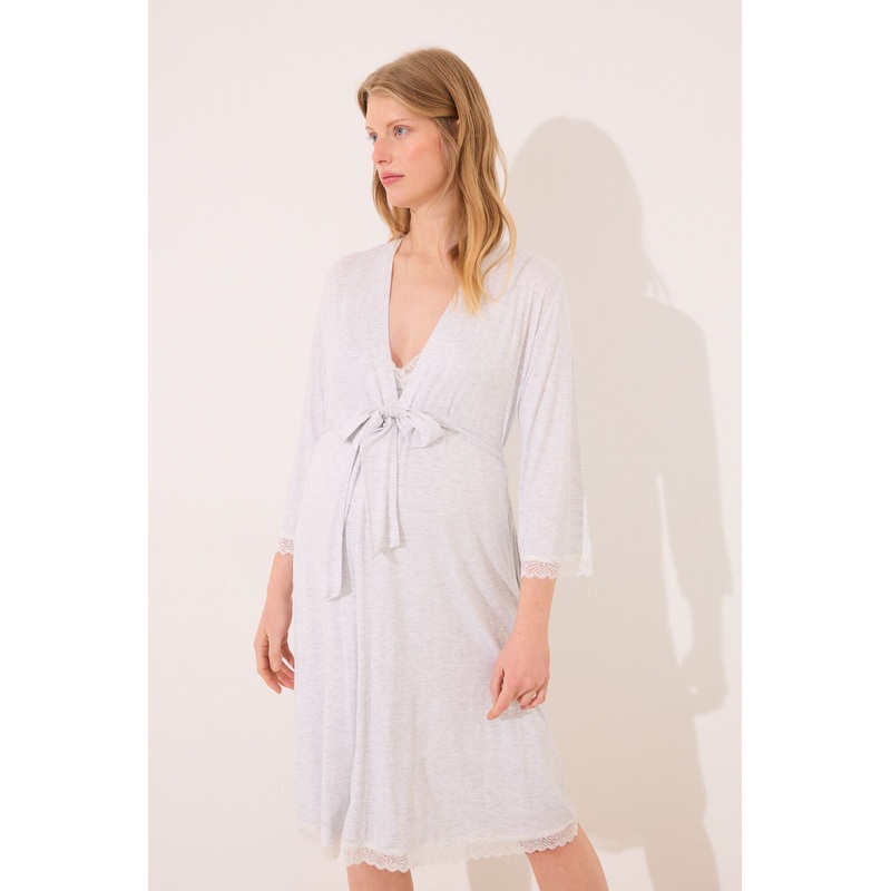 Gray Soft Touch "Maternity" Midi Robe