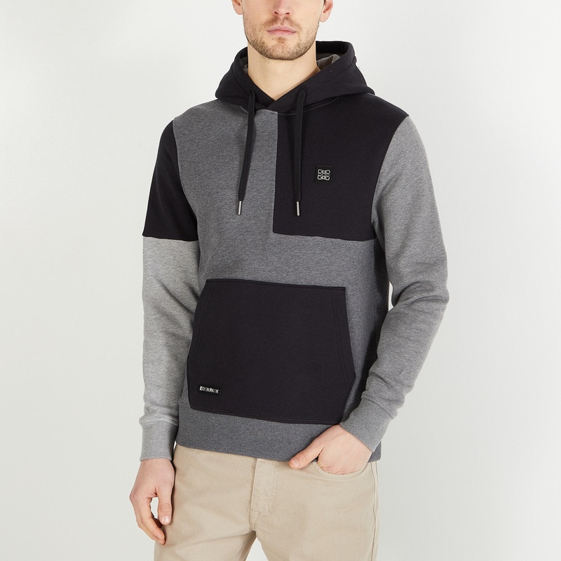 Grey Colourblock Hooded Sweatshirt