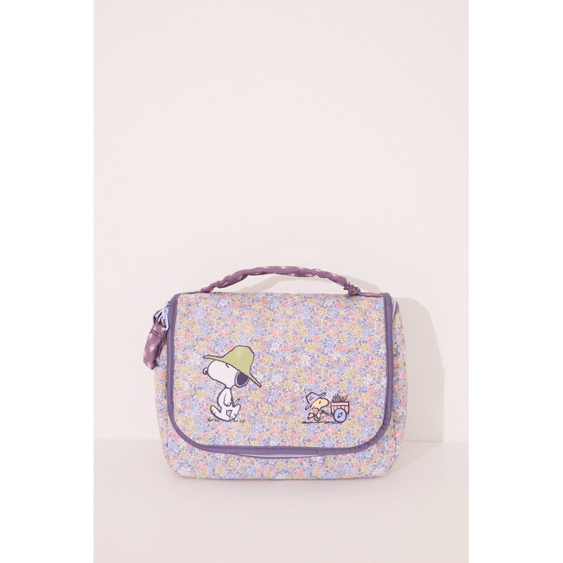 Large Nylon Vanity Case with Snoopy Flowers