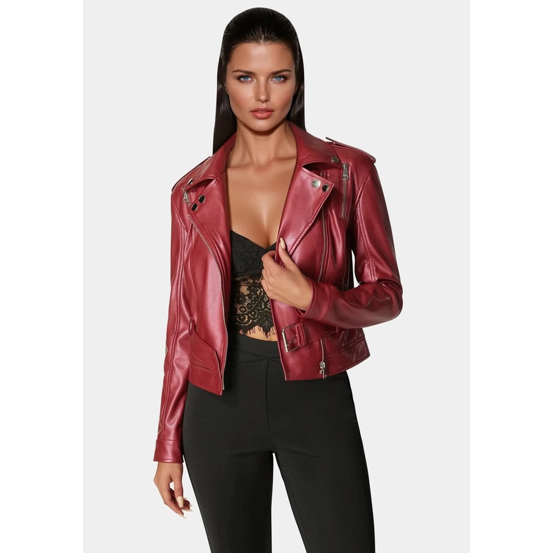 Metallic Vegan Leather Moto Jacket