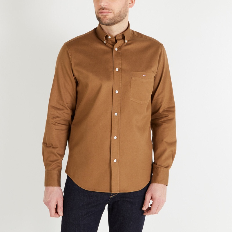 Plain Beige Shirt In Cotton Piqu