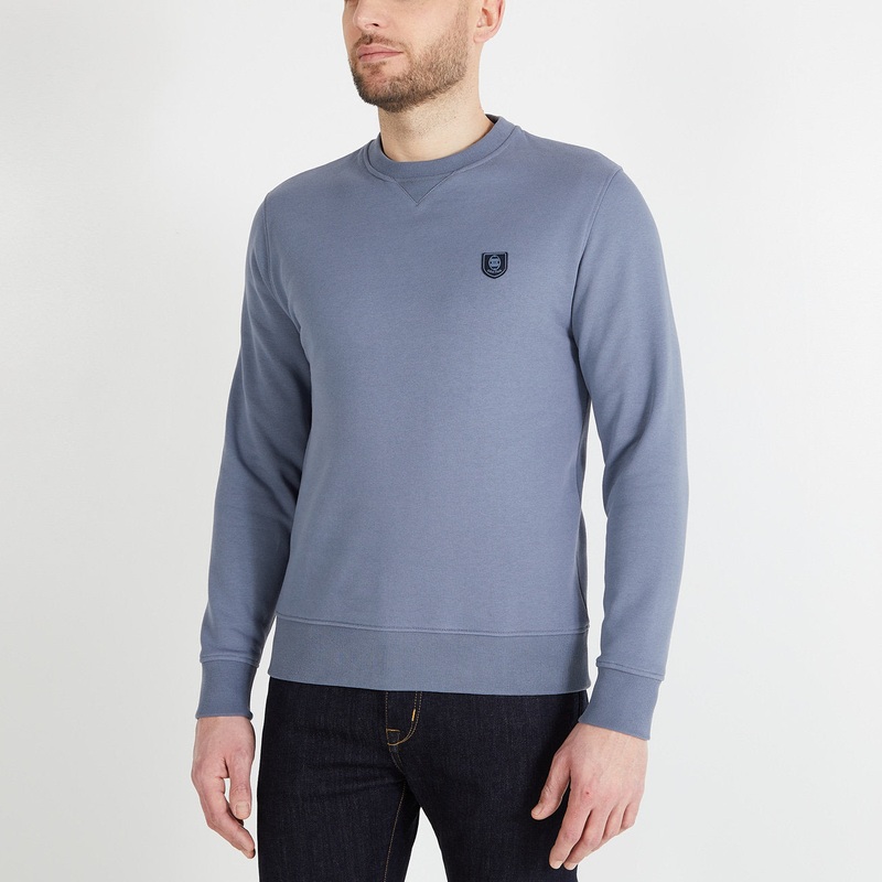 Plain Blue Round-Neck Sweatshirt