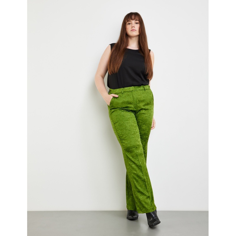 Shiny Jacquard Trousers-Greta