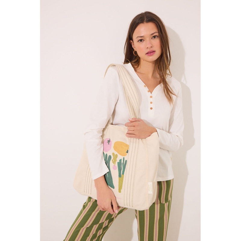Shopper Handbag Vegetable Print Cotton