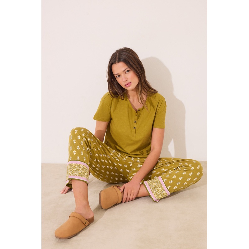 Short Sleeve T T-Shirt 100% Cotton Khaki