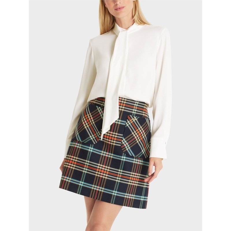 Blouse With Stand-Up Collar And Bow