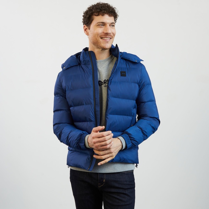 Blue Hooded Puffa Jacket