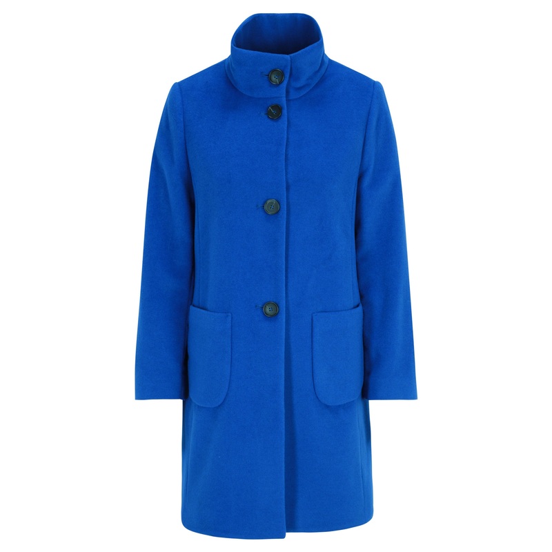 Blue Mockneck Button Up Coat