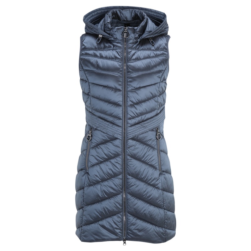 Blue Quilted Puffer Vest With Hood