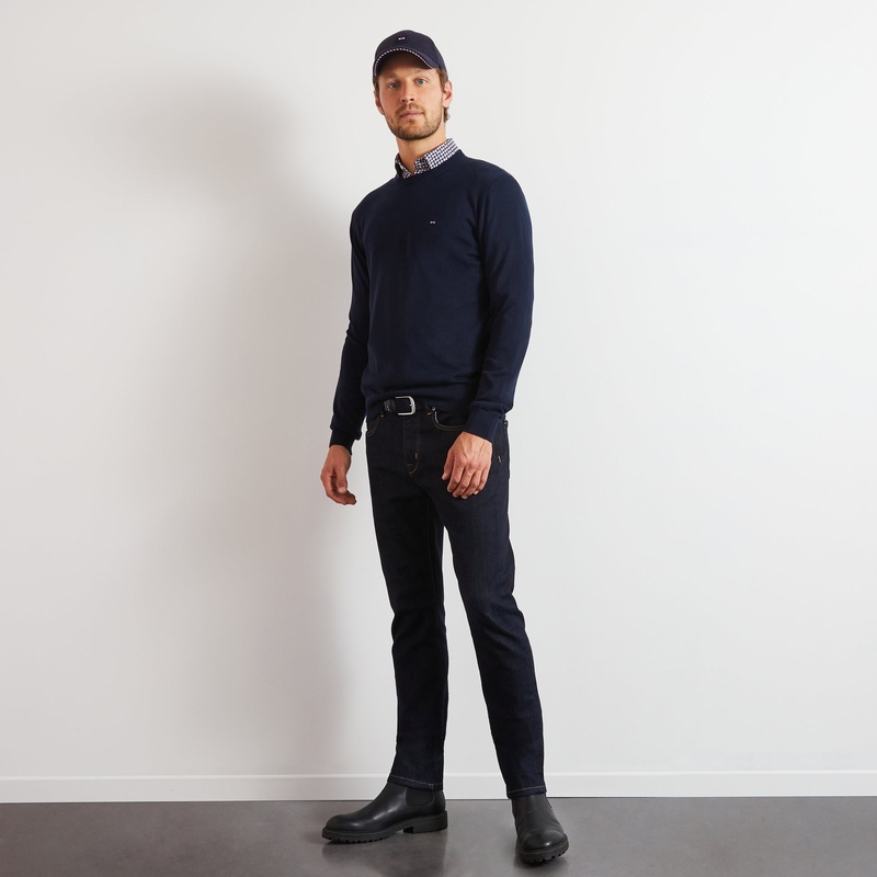 Crew Navy Blue Cotton Jumper
