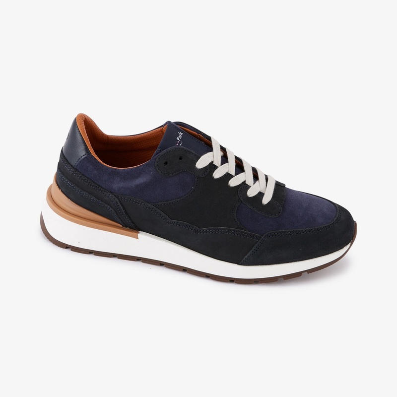 Dark Blue Tricolour Leather Trainers