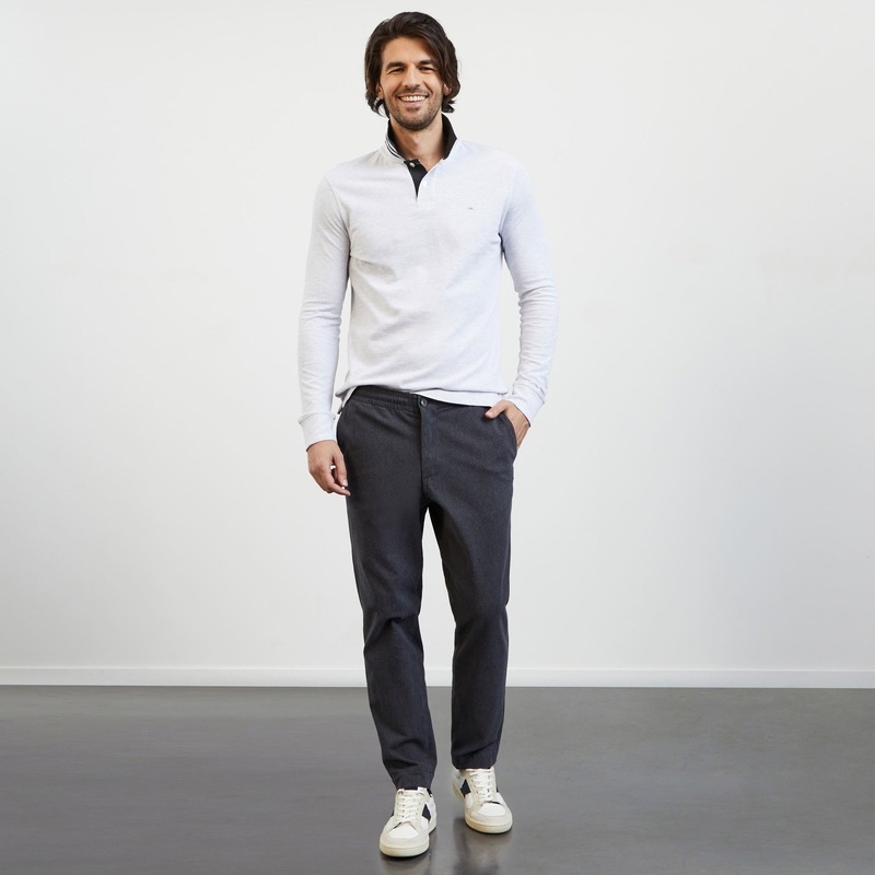 Dark Grey Chinos With Elasticated Waist