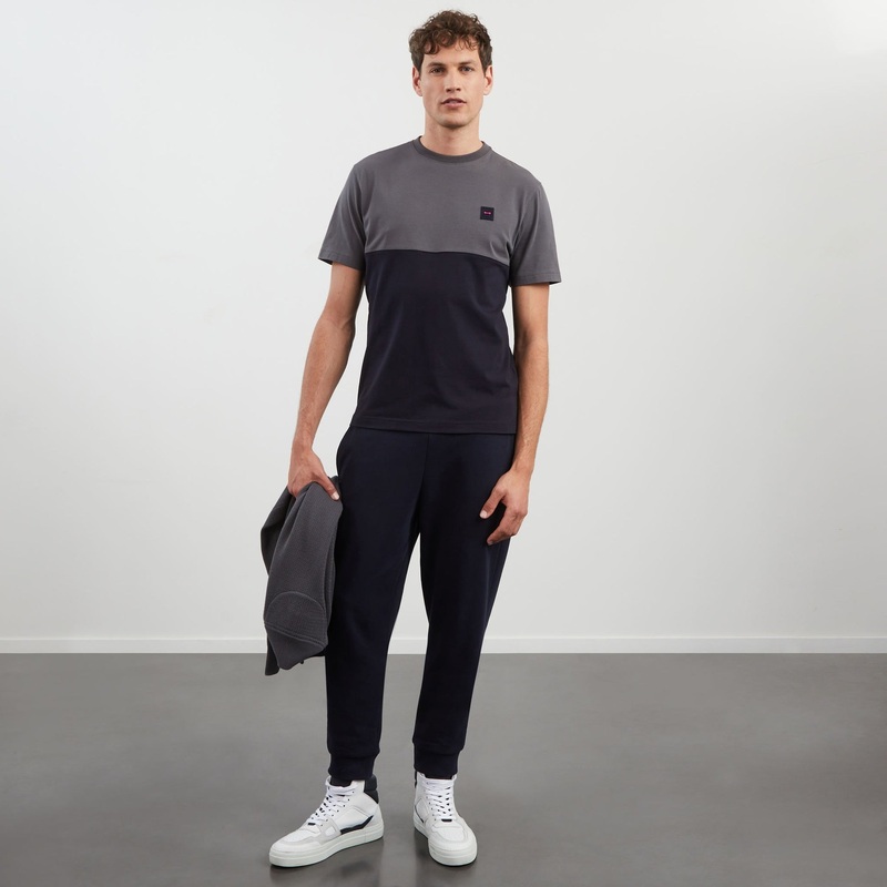 Dark Grey Short-Sleeved Colourblock T-Shirt
