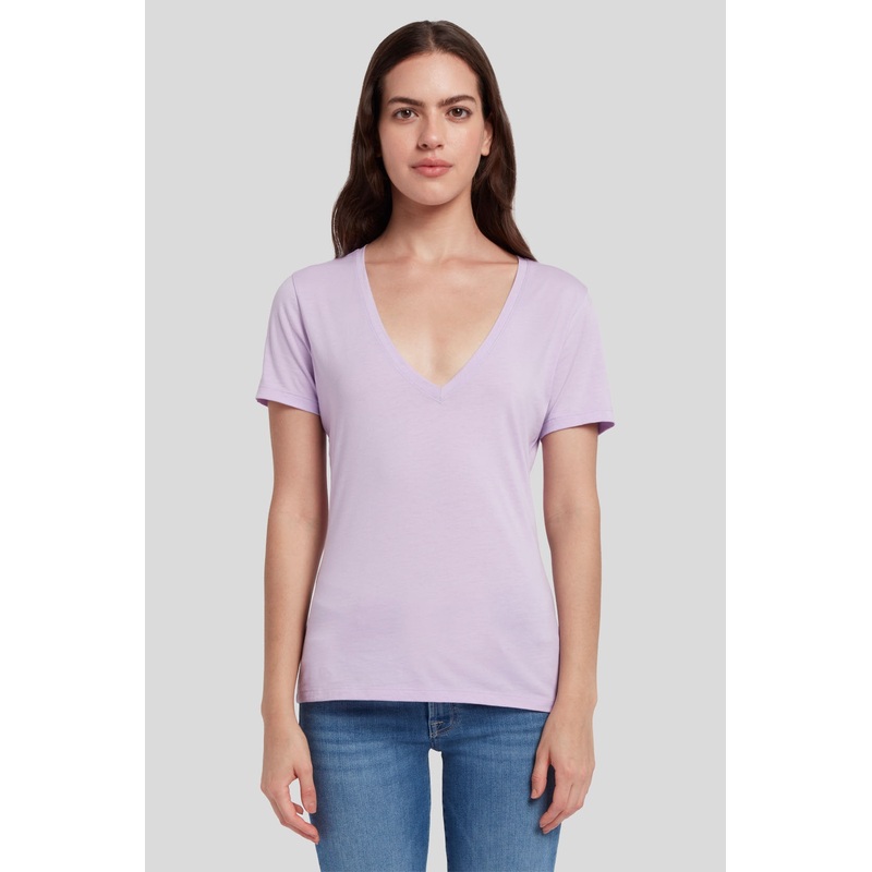 Easy V Neck Cotton Lavender