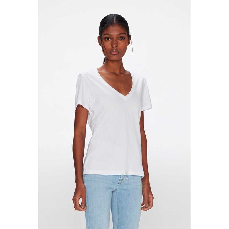 Easy V Neck Cotton Optic White