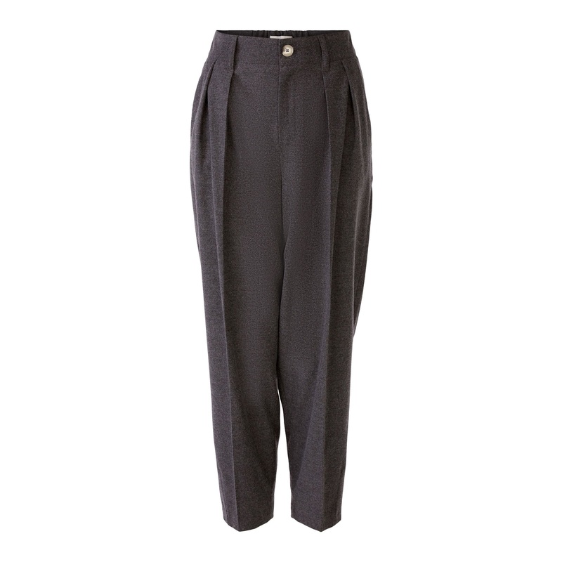 Grey Cropped High Waist Dress Trousers