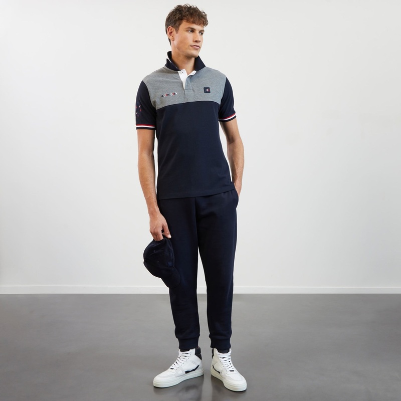 Grey Short-Sleeved Colourblock XV De France Polo Shirt