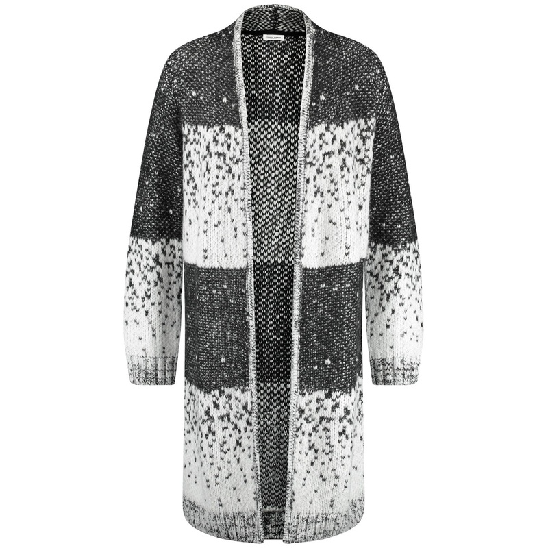 Long Color-Block Knitted Cardigan