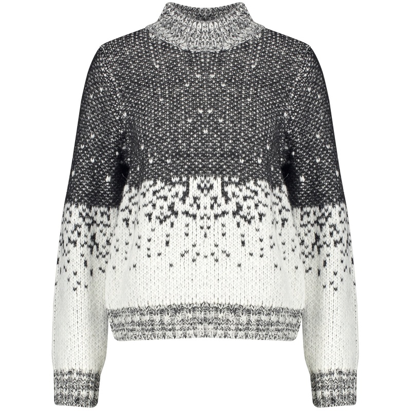 Mock Neck Knitted Color Block Sweater