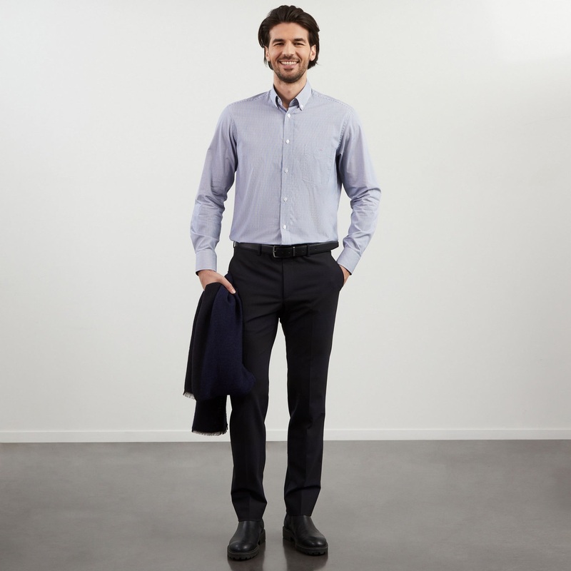 Navy Blue Striped Shirt