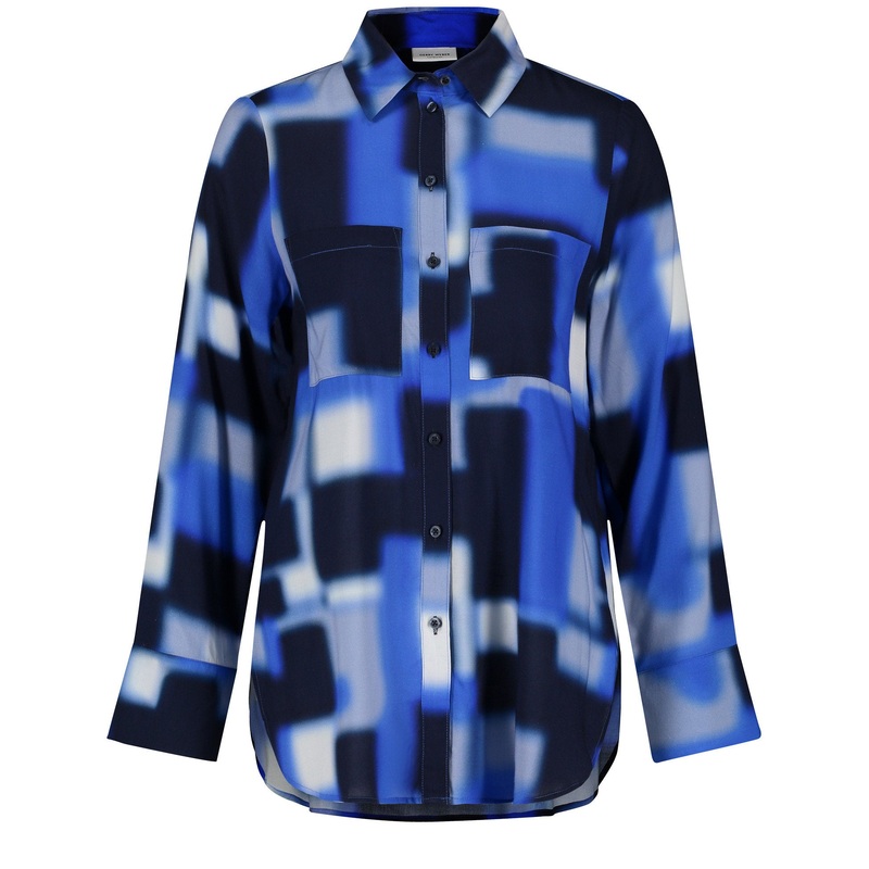 Patterned Button Down Blouse