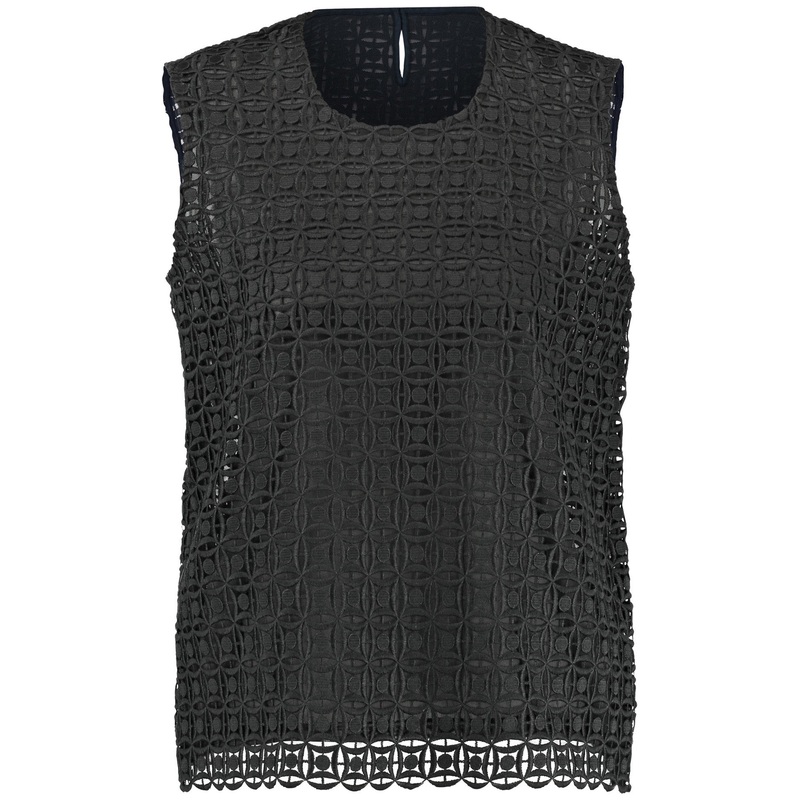 Sleeveless Blouse With Fine Broderie Anglaise