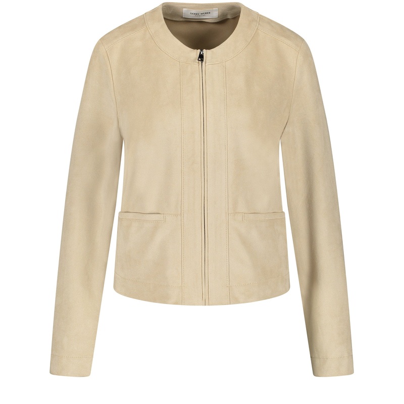 Slim Fit Suede Zip-Up Jacket