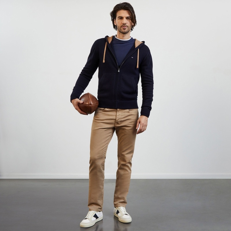 Straight-Leg Beige Jeans With 5 Pockets