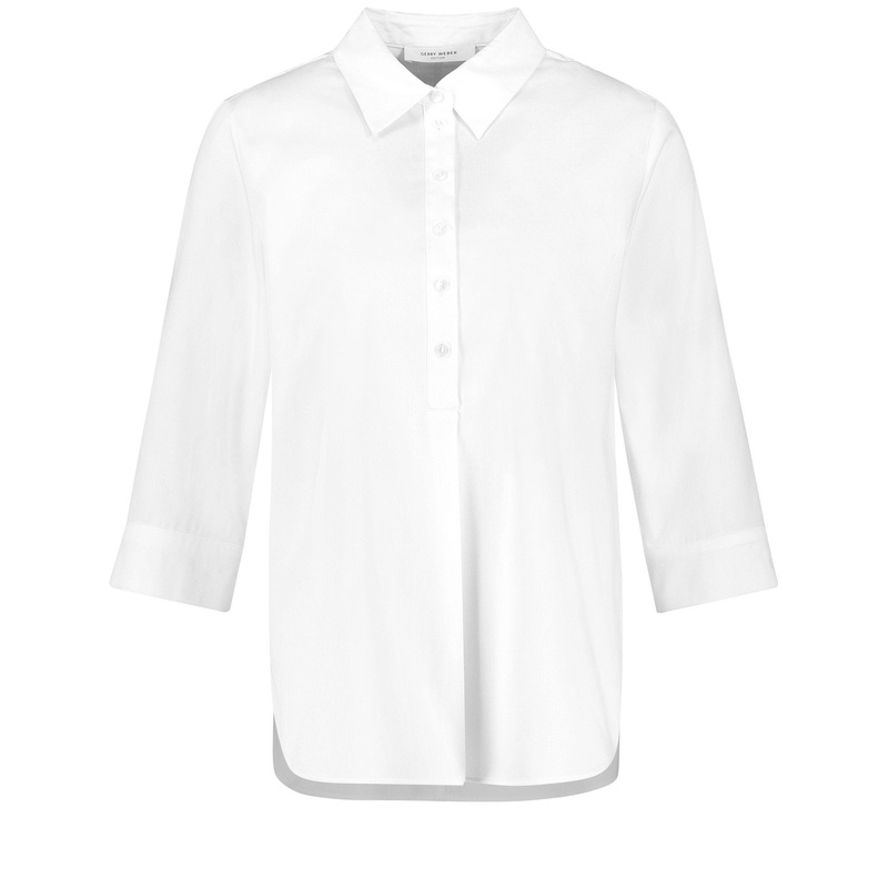 White 3/4 Sleeve Button Down Shirt