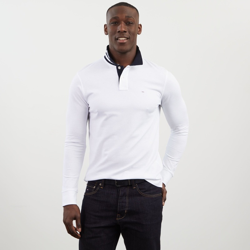 White Cotton Polo With Contrasting Neck