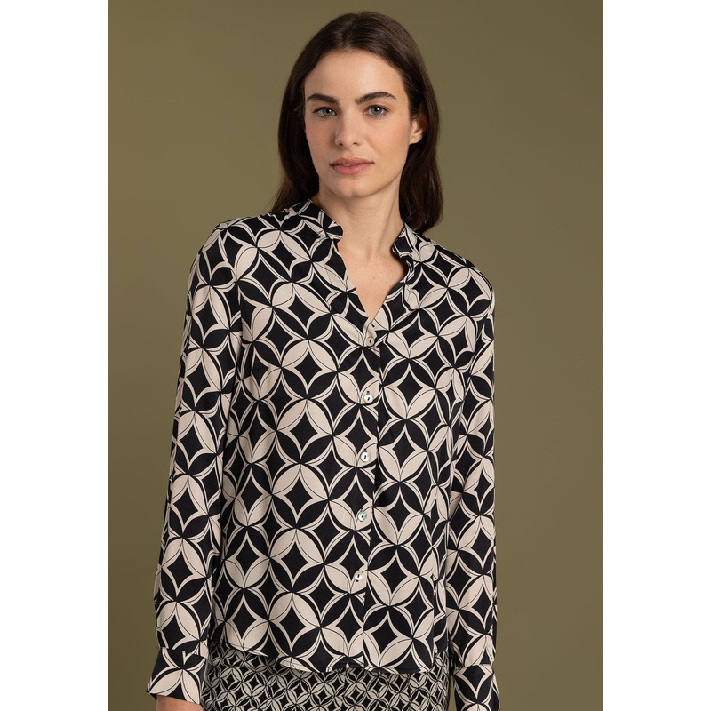Black/Ecru Satin Blouse
