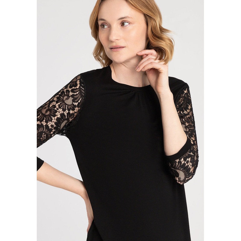 Black Shirt With Lace Sleeves