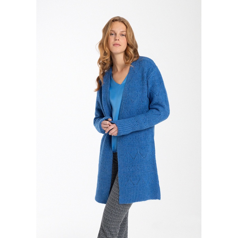 Blue Cardigan With Openwork Pattern