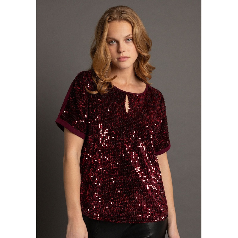 Burgundy Sequin Blouse