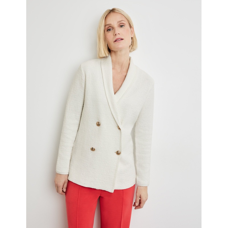 Cardigan In A Textured Knit With A Double-Breasted Button Placket