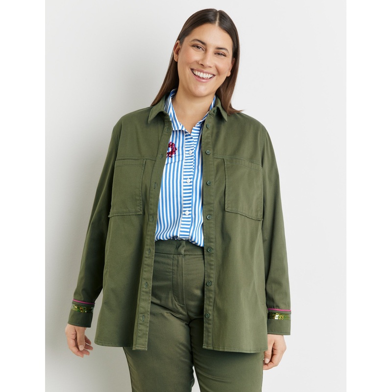 Cotton Overshirt With Sequin Embellishment