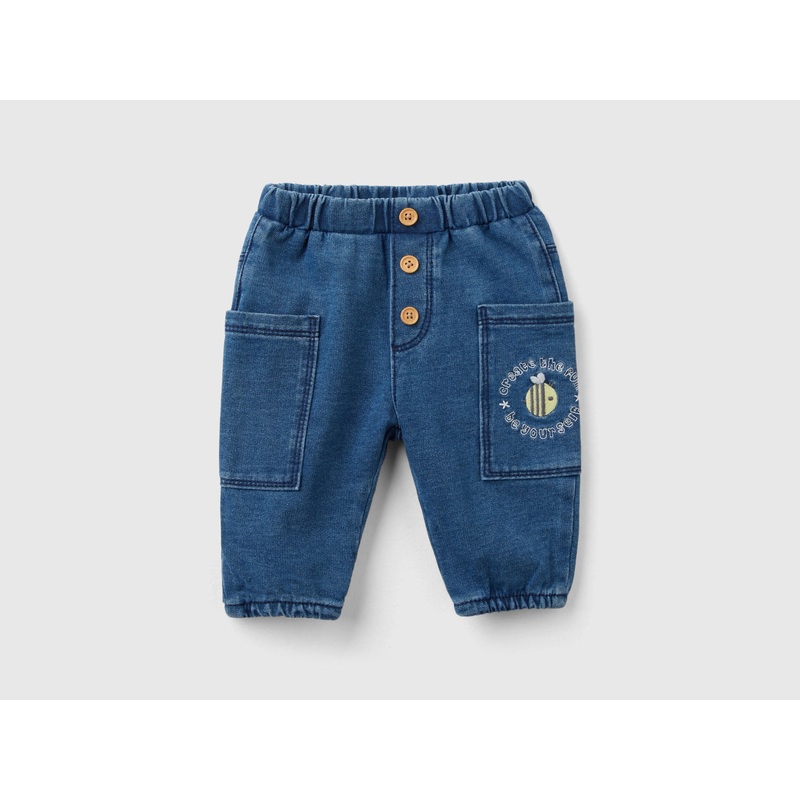 Denim Look Sweatpants With Pockets
