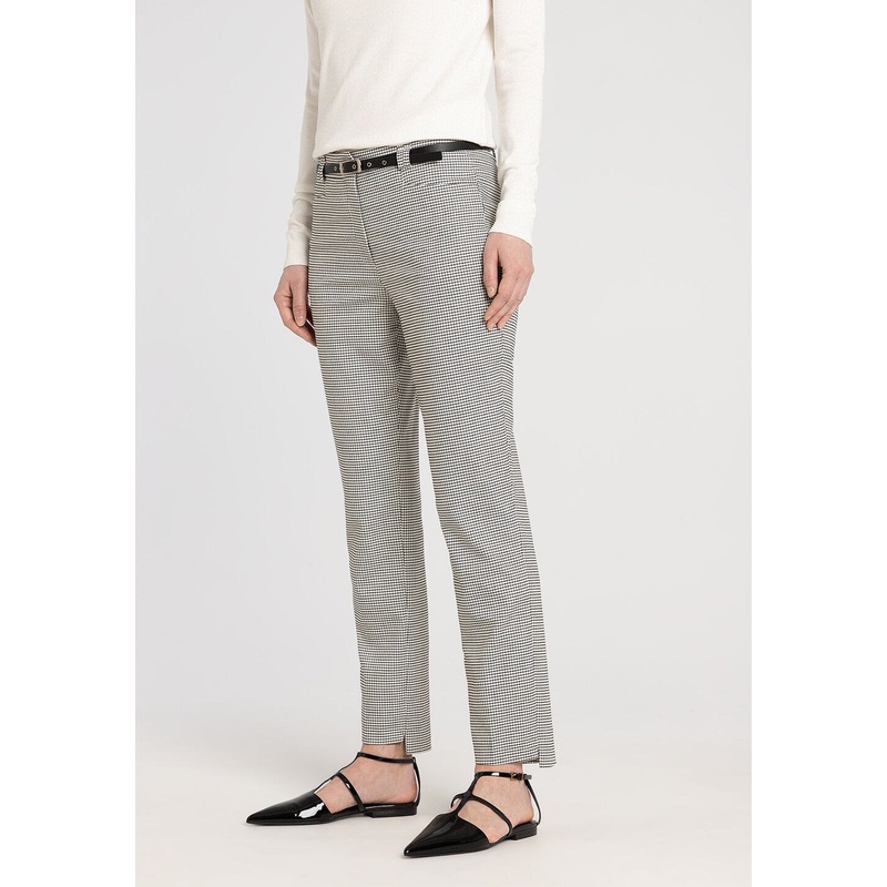 Ecru/Black Checked Trousers
