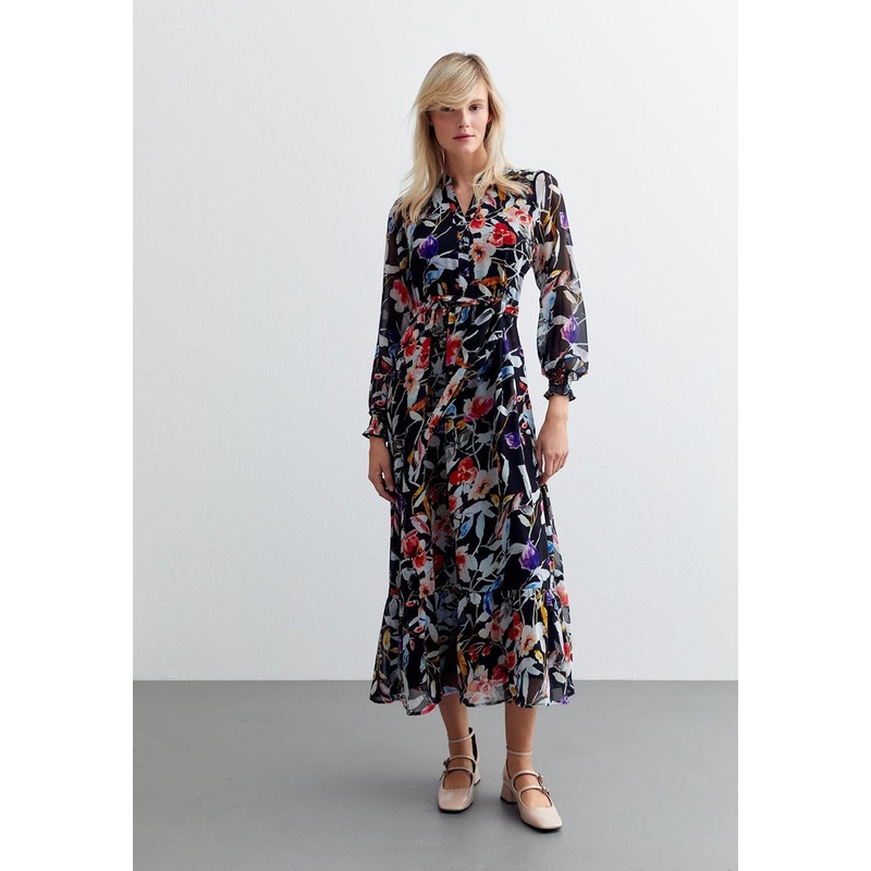Flower Print Chiffon Dress