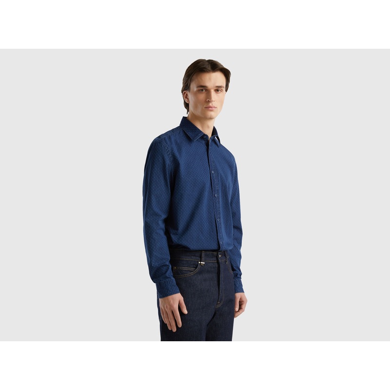 Micro Patterned Denim Shirt
