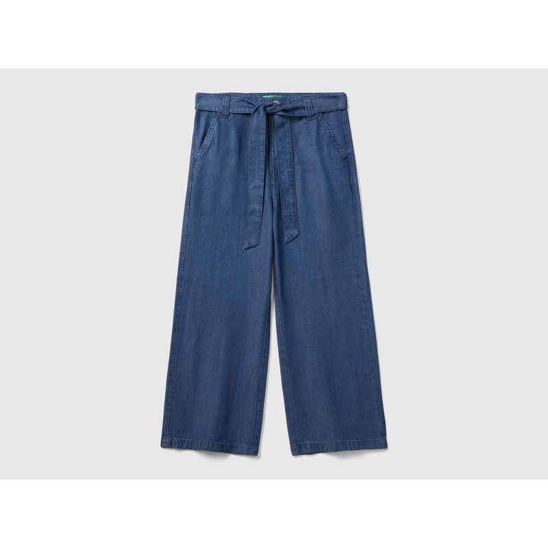 Wide Fit Trousers In Chambray