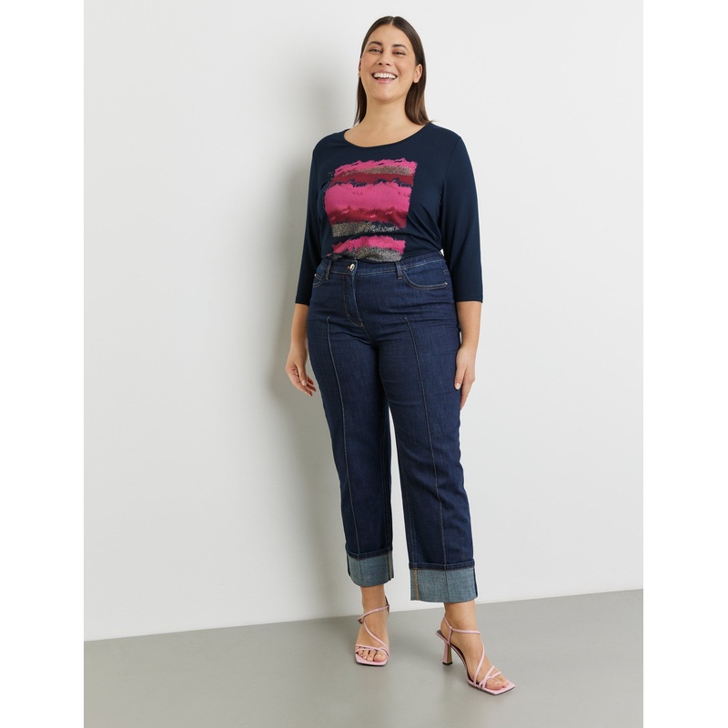 7/8-Length Jeans With Contrasting Topstitching