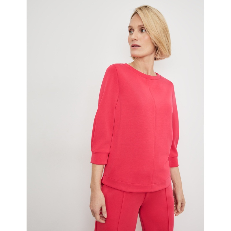 Fashionable 3/4-Sleeve Top Made Of Heavy Jersey