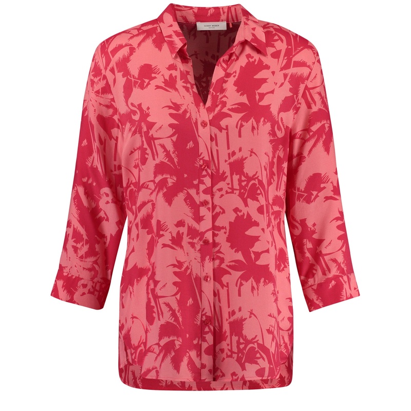 Figure-Skimming Patterned 3/4-Sleeve Blouse Made Of Sustainable Fabric