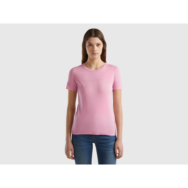 T-Shirt In 100% Cotton With Glitter Print Logo